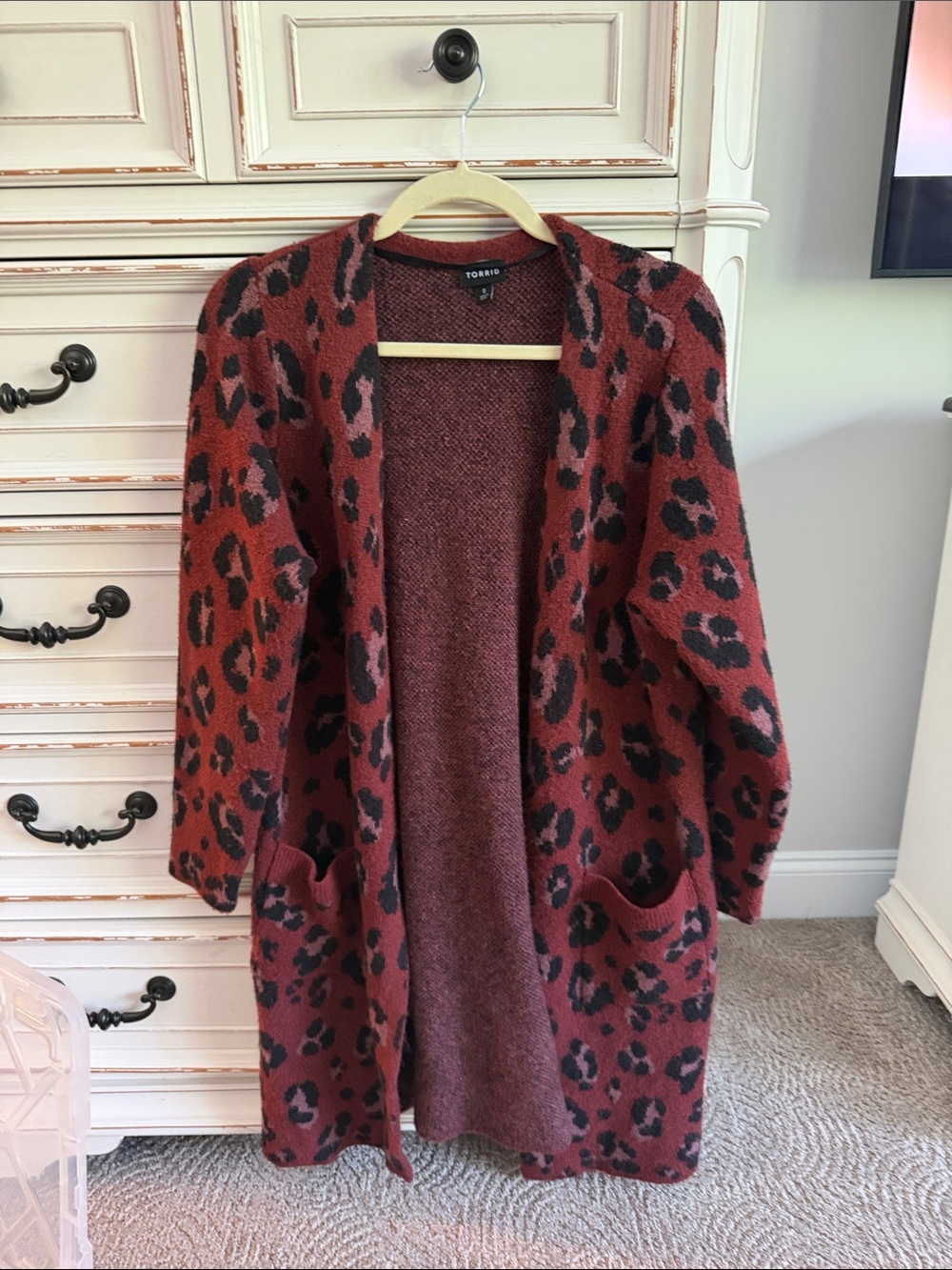 torrid Rust Leopard Knit Open Cardigan